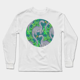 Mosaic Dinosaurs and Hummingbirds Long Sleeve T-Shirt